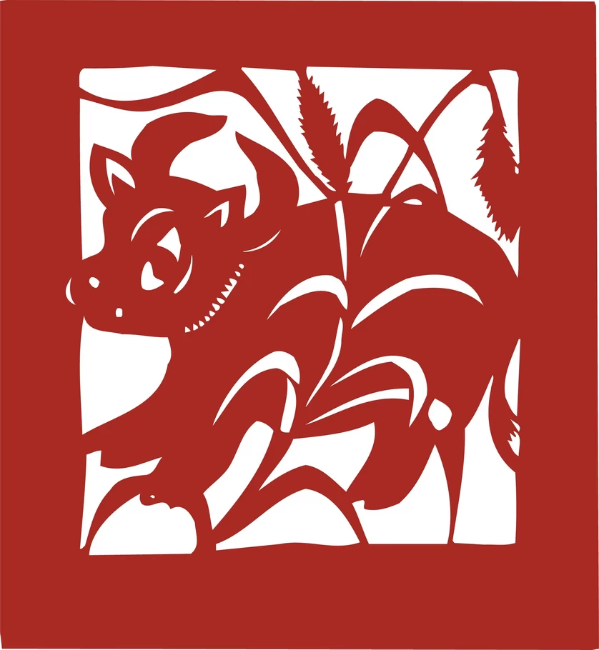 中国风中式传统喜庆民俗人物动物窗花剪纸插画边框AI矢量PNG素材【1563】